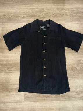 First Wave Black Short Sleeve Button-Front Camp Shirt